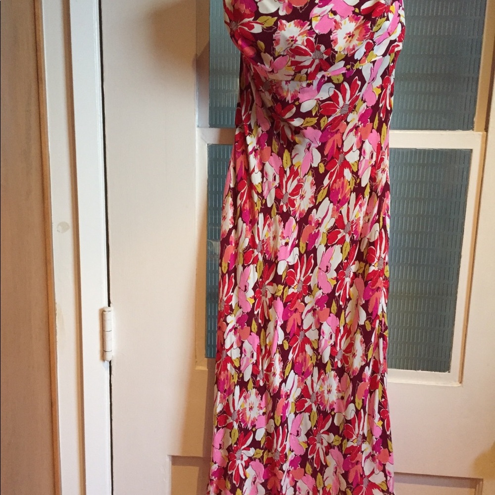 Shoshanna Strapless Floral Maxi Dress in Pink, Red, White